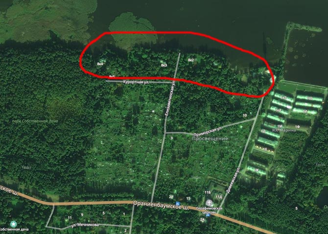 План ораниенбаумского парка